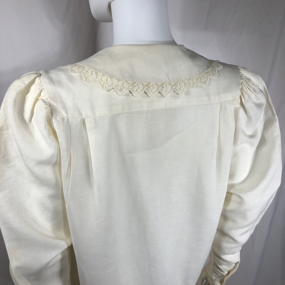 Eileen West 70’s/80’s Vintage Style Drop Waist Pleated Linen Dress - Picture 6 of 16